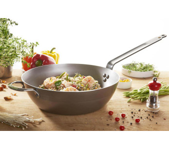 Land koekenpan De Buyer Minéral B Element hoge rand in ijzer 28cm 2