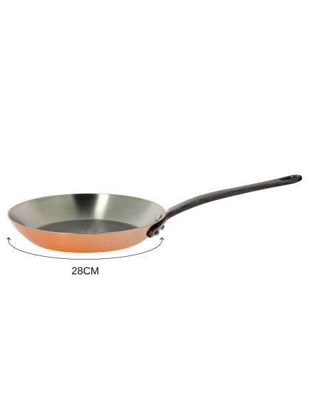 De Buyer Inocuivre frigideira de cobre com cabo de ferro fundido