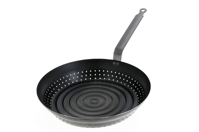 De Buyer 5493.28 cacerola acanalada de castaño con respiraderos laterales 28cm en chapa de acero pavonado