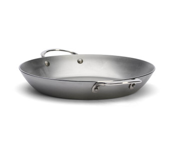 De Buyer Mineral B Element ijzeren paella pan met 2 geklonken roestvrijstalen handgrepen 28cm