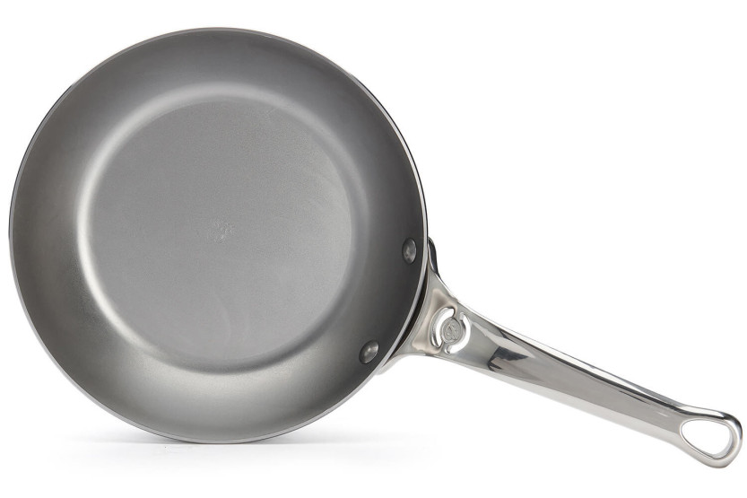 De Buyer Mineral B Pro 20 cm rund stegepande i stål med håndtag i støbt rustfrit stål