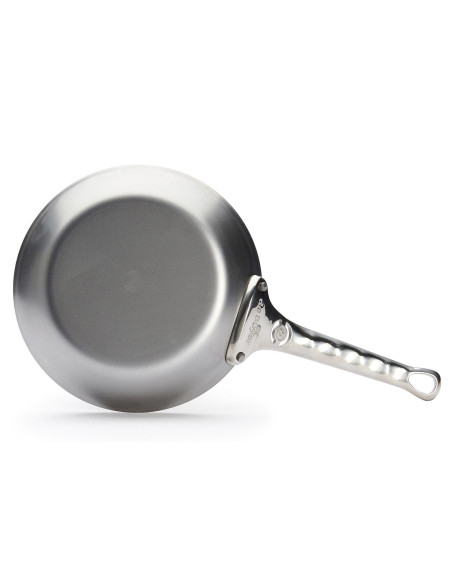 De Buyer Mineral B Pro 20 cm rund stegepande i stål med håndtag i støbt rustfrit stål