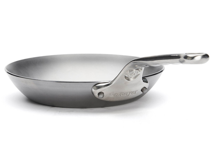 De Buyer Mineral B Pro 20 cm rund stegepande i stål med håndtag i støbt rustfrit stål