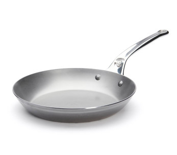 De Buyer Mineral B Pro 24cm rund stekpanna i stål med handtag i gjutet rostfritt stål