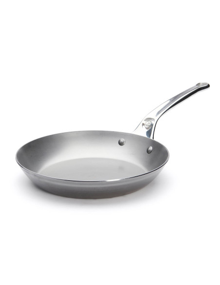 De Buyer Mineral B Pro 24cm sartén redonda de acero con mango de acero inoxidable fundido