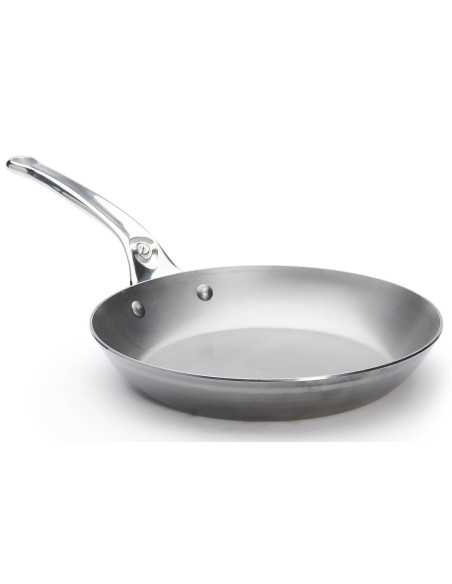 De Buyer Mineral B Pro 24cm sartén redonda de acero con mango de acero inoxidable fundido