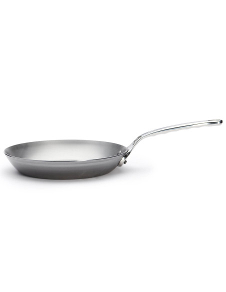 De Buyer Mineral B Pro 24cm rund stekpanna i stål med handtag i gjutet rostfritt stål