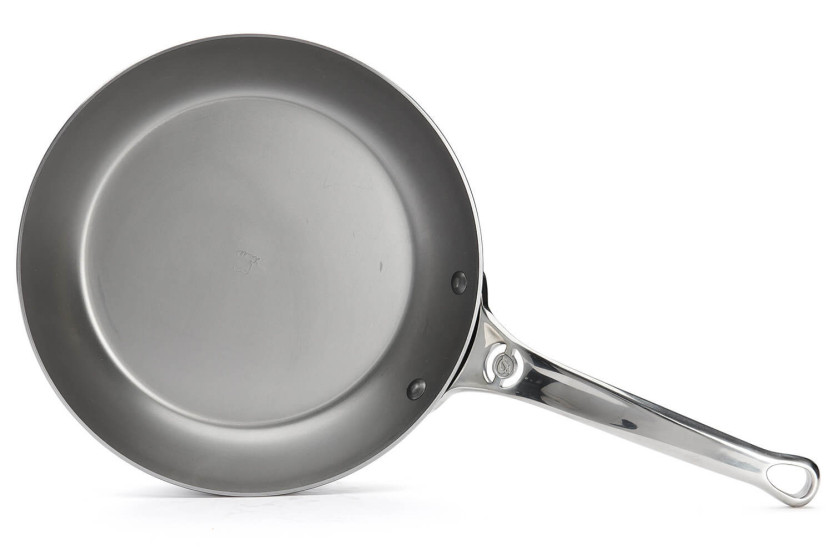 De Buyer Mineral B Pro Frigideira redonda de 24 cm em aço com pega em aço inoxidável fundido