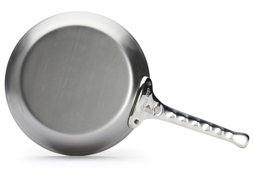 De Buyer Mineral B Pro 24 cm rund stekepanne i stål med håndtak i støpt rustfritt stål