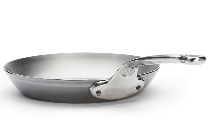 De Buyer Mineral B Pro 24 cm rund stekepanne i stål med håndtak i støpt rustfritt stål