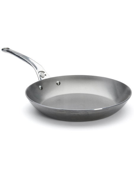 De Buyer Mineral B Pro 28cm sartén redonda de acero con mango de acero inoxidable fundido