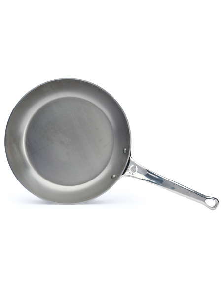 De Buyer Mineral B Pro 28cm rund stekpanna i stål med handtag i gjutet rostfritt stål