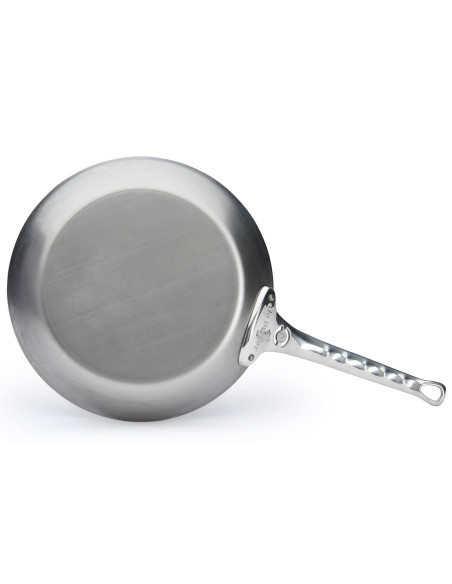 De Buyer Mineral B Pro Frigideira redonda de 28 cm em aço com pega em aço inoxidável fundido