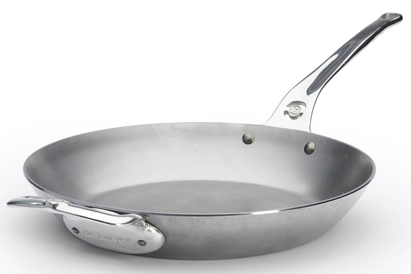 De Buyer Mineral B Pro 32cm pyöreä teräspannu, valettu ruostumattomasta teräksestä valmistettu kahva ja vastakahva