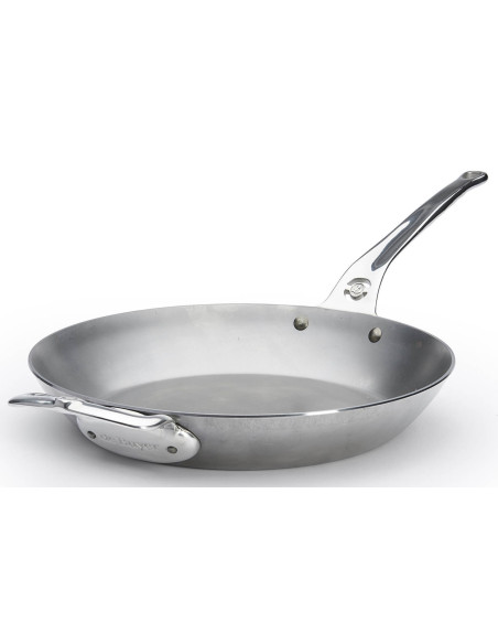 De Buyer Mineral B Pro 32cm ronde stalen koekenpan, gegoten roestvrijstalen steel en tegengreep