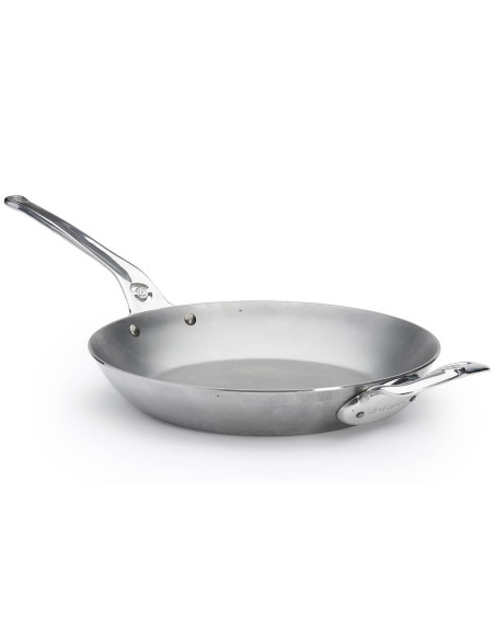 De Buyer Mineral B Pro 32cm ronde stalen koekenpan, gegoten roestvrijstalen steel en tegengreep