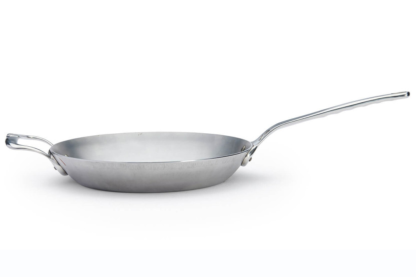 De Buyer Mineral B Pro 32cm round frying pan in steel, handle and counter handle in cast stainless steel