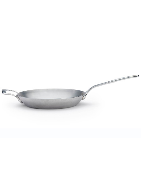 De Buyer Mineral B Pro Frigideira redonda de 32 cm em aço, pega em aço inoxidável fundido e pega de balcão