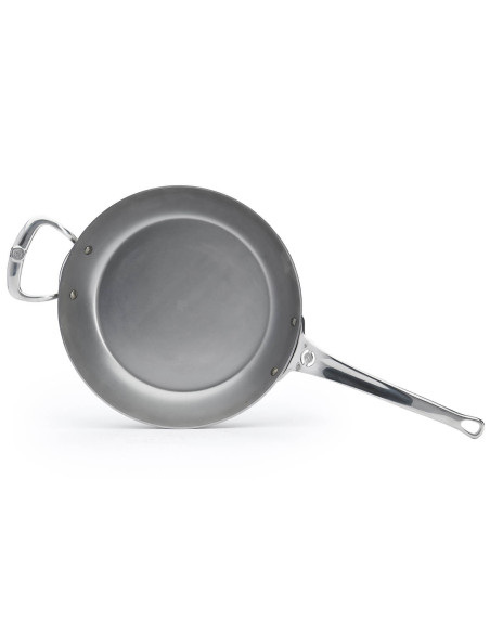 De Buyer Mineral B Pro 32cm pyöreä teräspannu, valettu ruostumattomasta teräksestä valmistettu kahva ja vastakahva